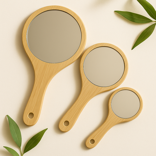 Handmade Bamboo Makeup Mirror – Minimalist & Natural Look