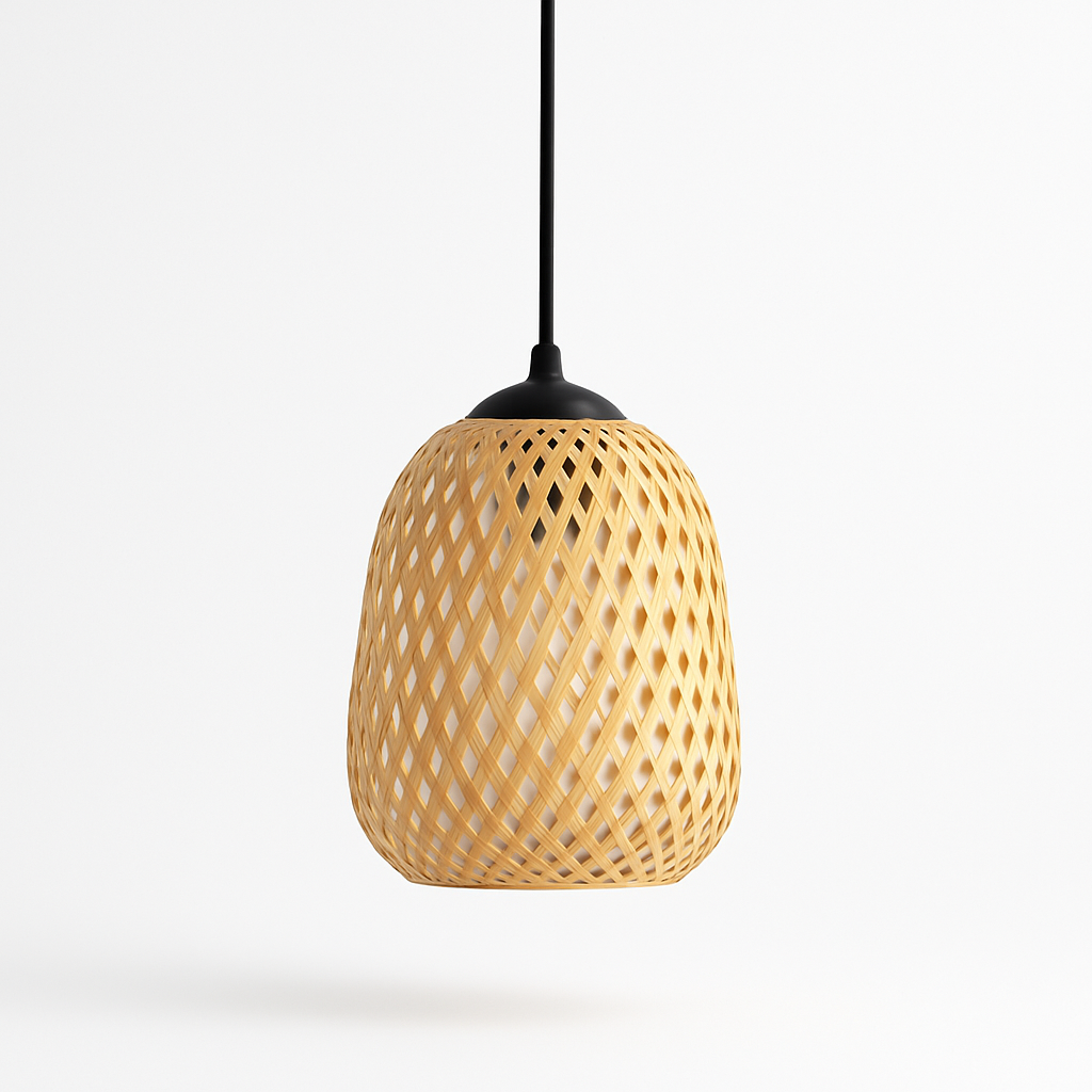 Handwoven Bamboo Pendant Light – Natural Glow for Calm Interiors