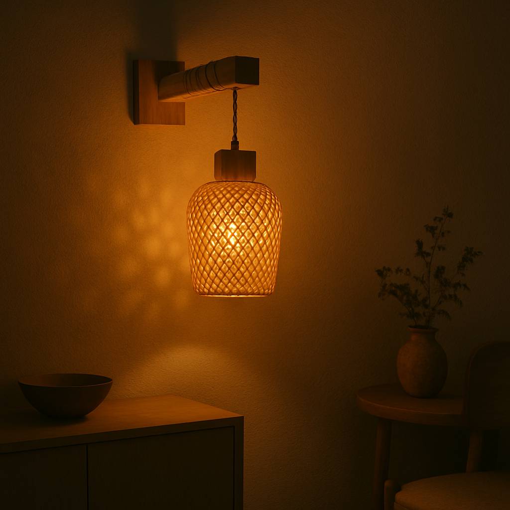 Rustic Bamboo Wall Light – Japandi Calm, Handwoven Charm