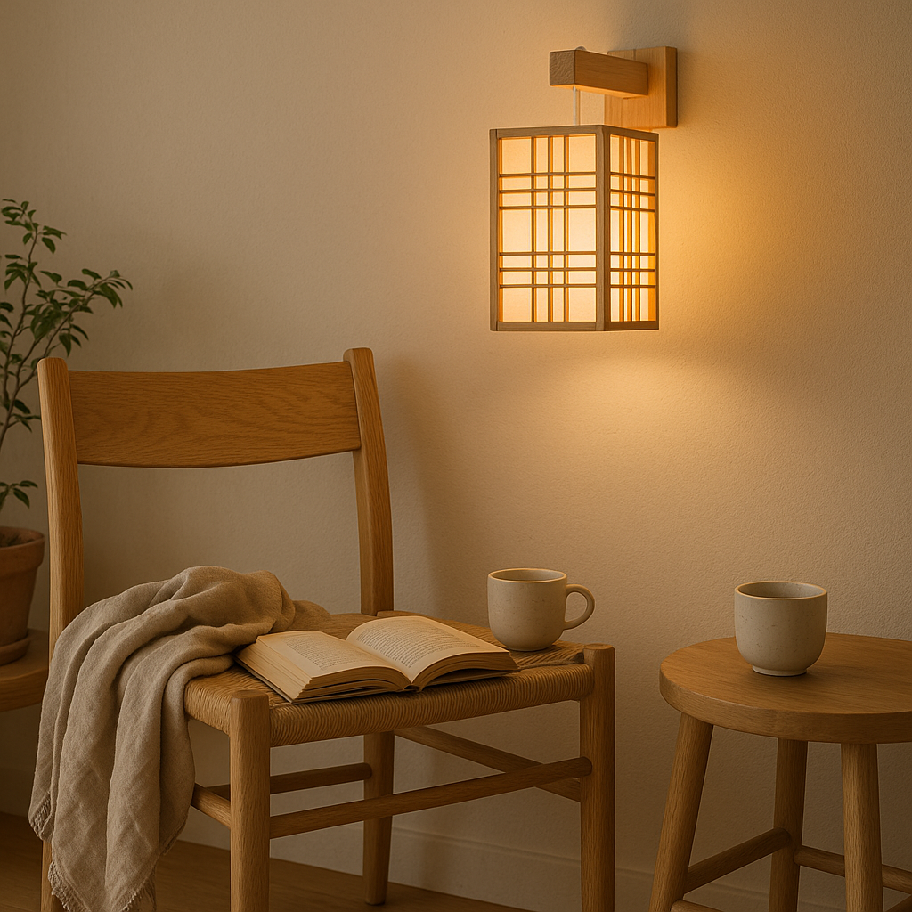Shoji-Style Wall Lantern – Japandi Light, Natural Calm