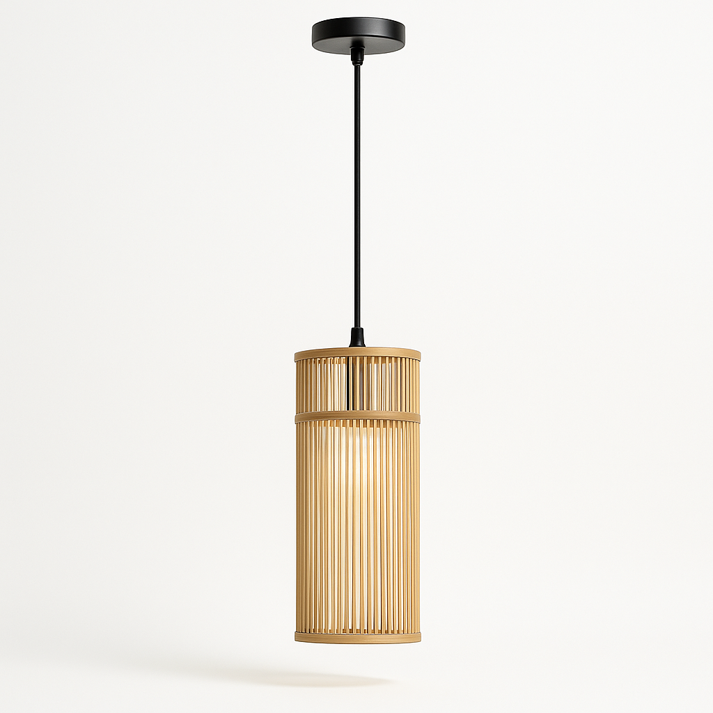 Tall Bamboo Pendant Light – Japandi Lantern Style