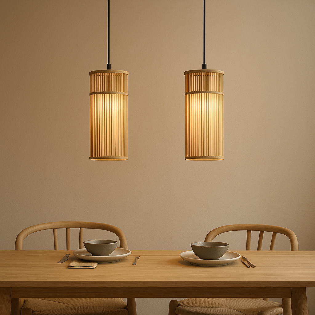 Tall Bamboo Pendant Light – Japandi Lantern Style