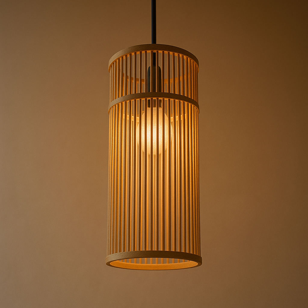 Tall Bamboo Pendant Light – Japandi Lantern Style