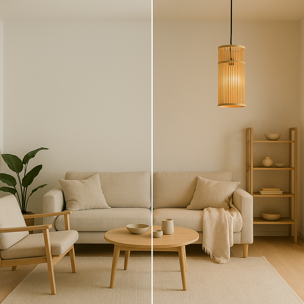 Tall Bamboo Pendant Light – Japandi Lantern Style