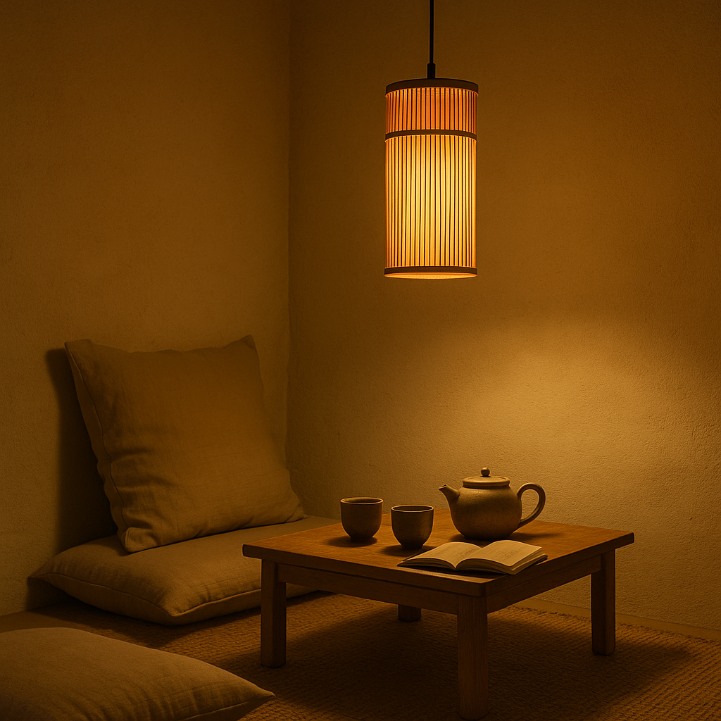 Tall Bamboo Pendant Light – Japandi Lantern Style
