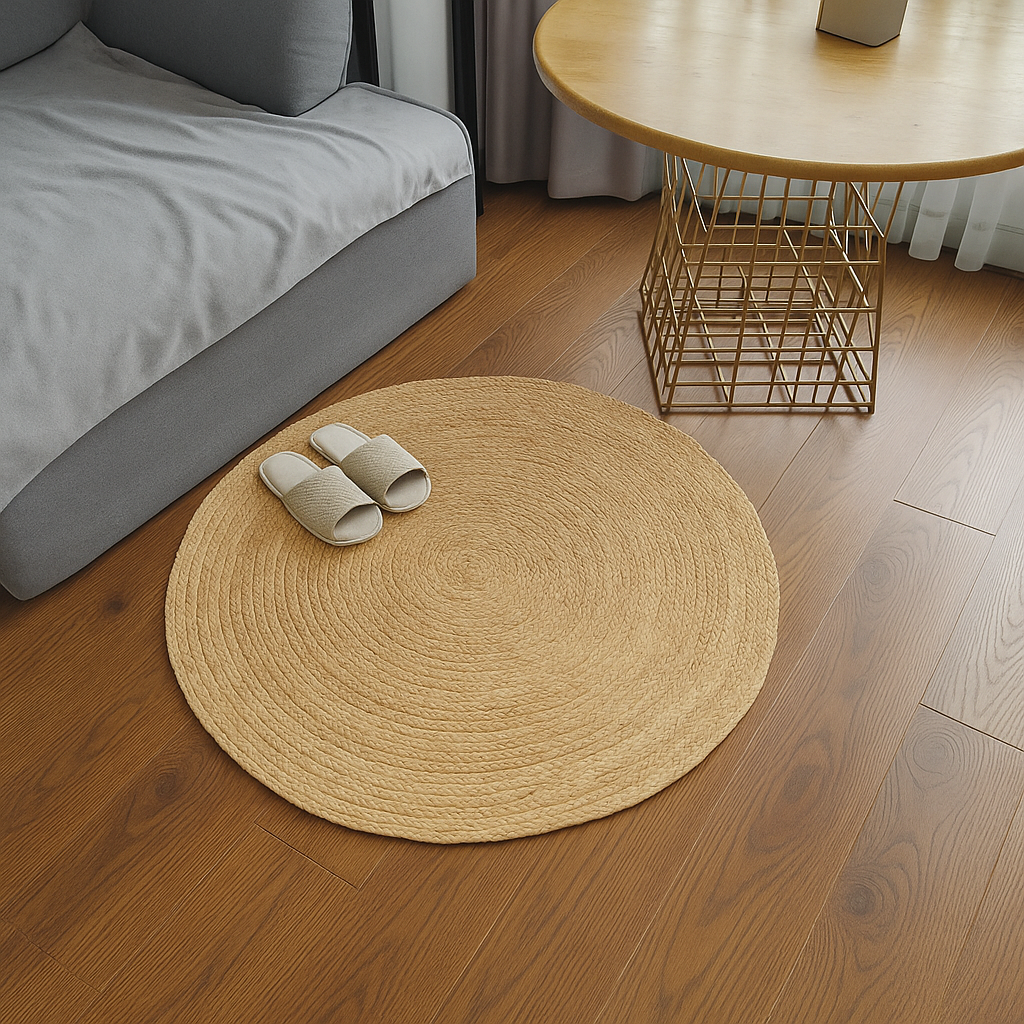 Serenity in Circles – Handwoven Japandi Grass Rug