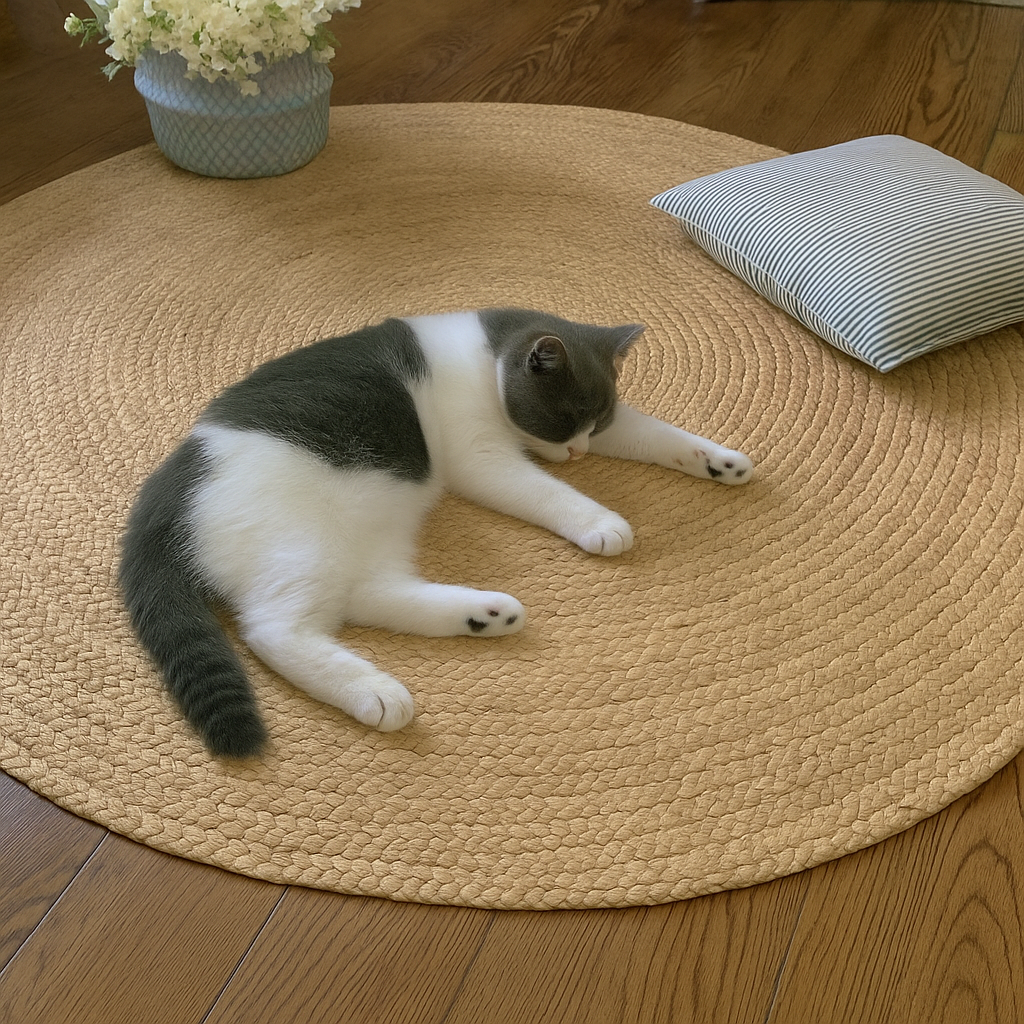 Serenity in Circles – Handwoven Japandi Grass Rug