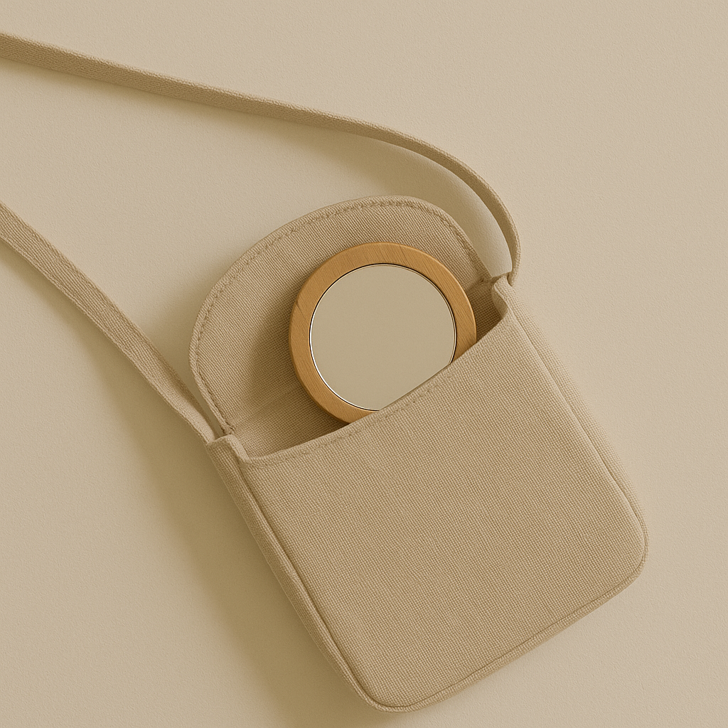 Minimalist Wooden Pocket Mirror – Japandi Style Beauty On-the-Go