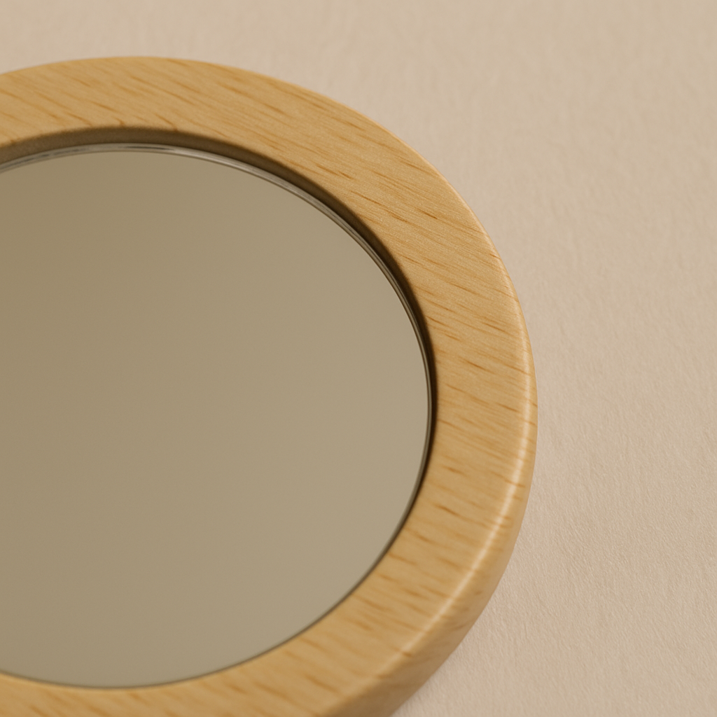 Minimalist Wooden Pocket Mirror – Japandi Style Beauty On-the-Go