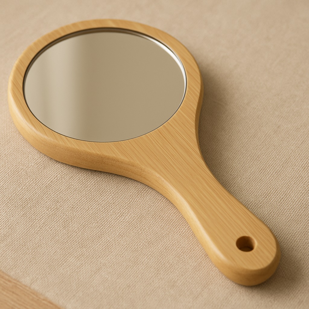 Handmade Bamboo Makeup Mirror – Minimalist & Natural Look