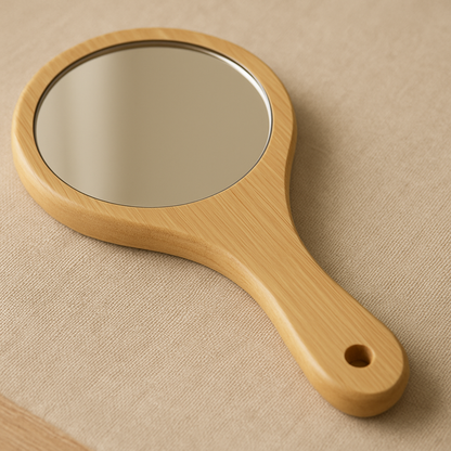 Handmade Bamboo Makeup Mirror – Minimalist & Natural Look