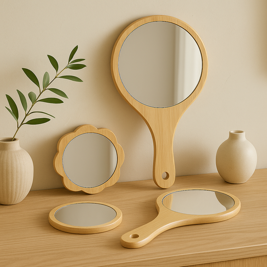 Handmade Bamboo Makeup Mirror – Minimalist & Natural Look