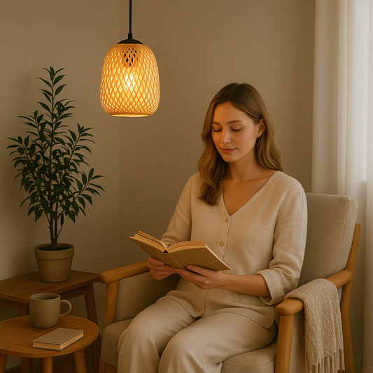 Handwoven Bamboo Pendant Light – Natural Glow for Calm Interiors