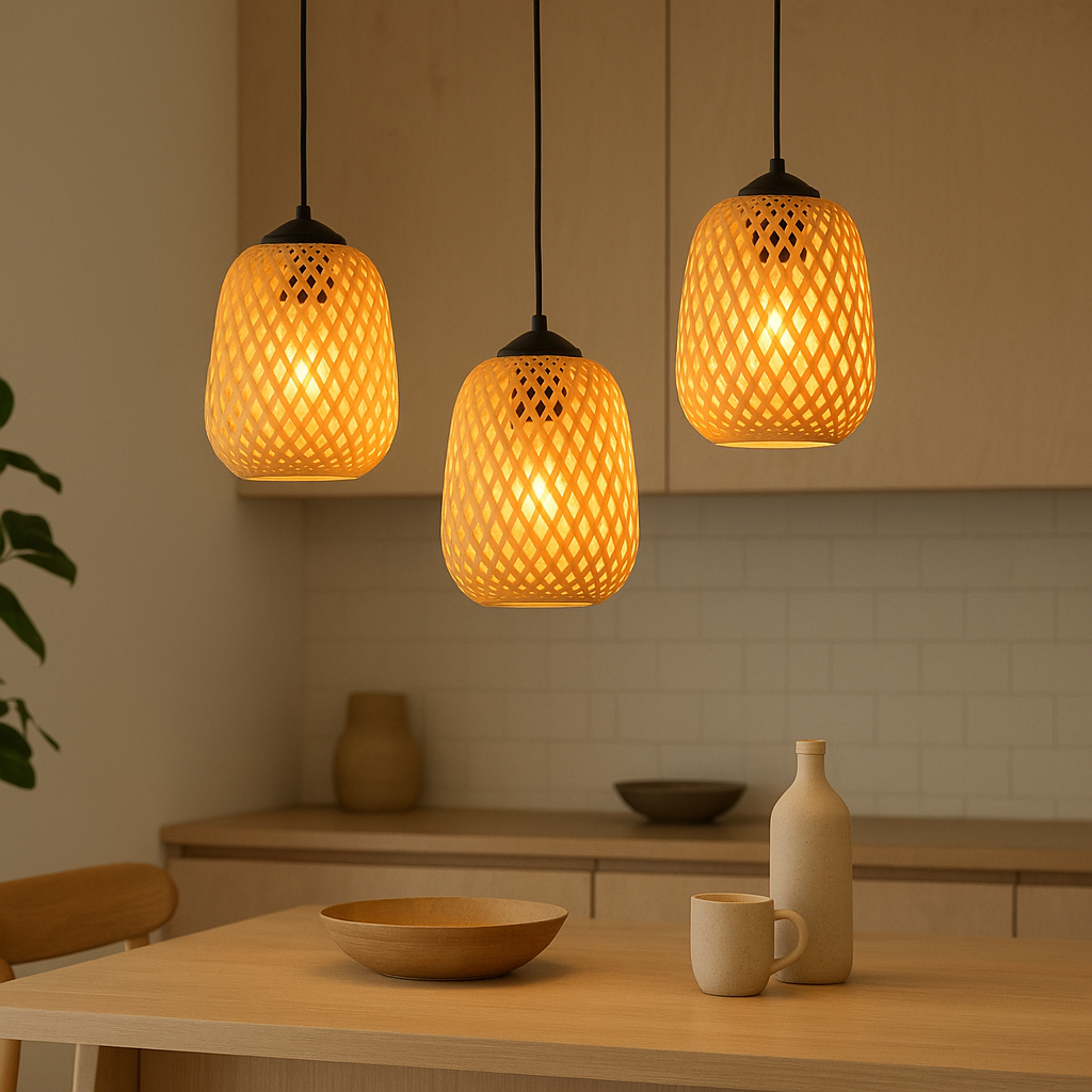 Handwoven Bamboo Pendant Light – Natural Glow for Calm Interiors