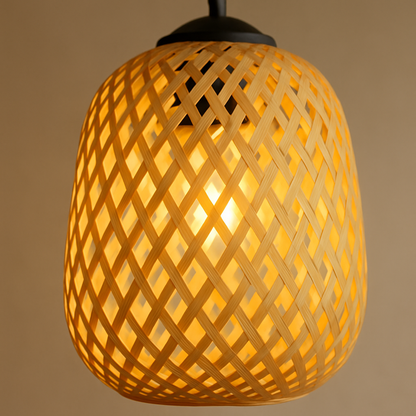Handwoven Bamboo Pendant Light – Natural Glow for Calm Interiors