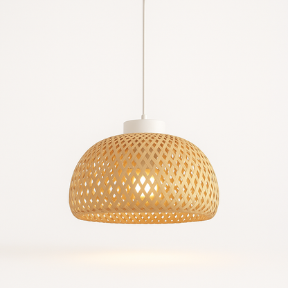Japandi Bamboo Dome Pendant – Soft Light, Clean Finish