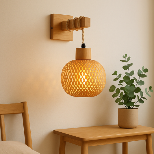 Wall-Mounted Bamboo Light – Natural Glow, Japandi Vibes