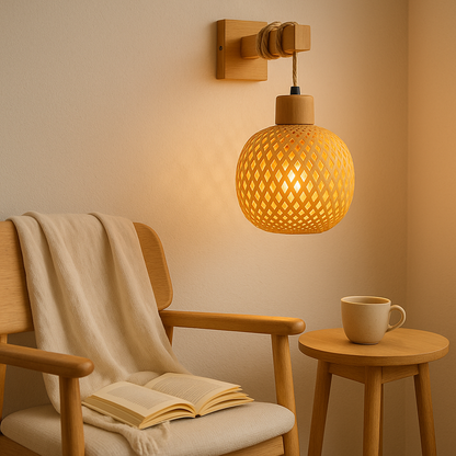 Wall-Mounted Bamboo Light – Natural Glow, Japandi Vibes