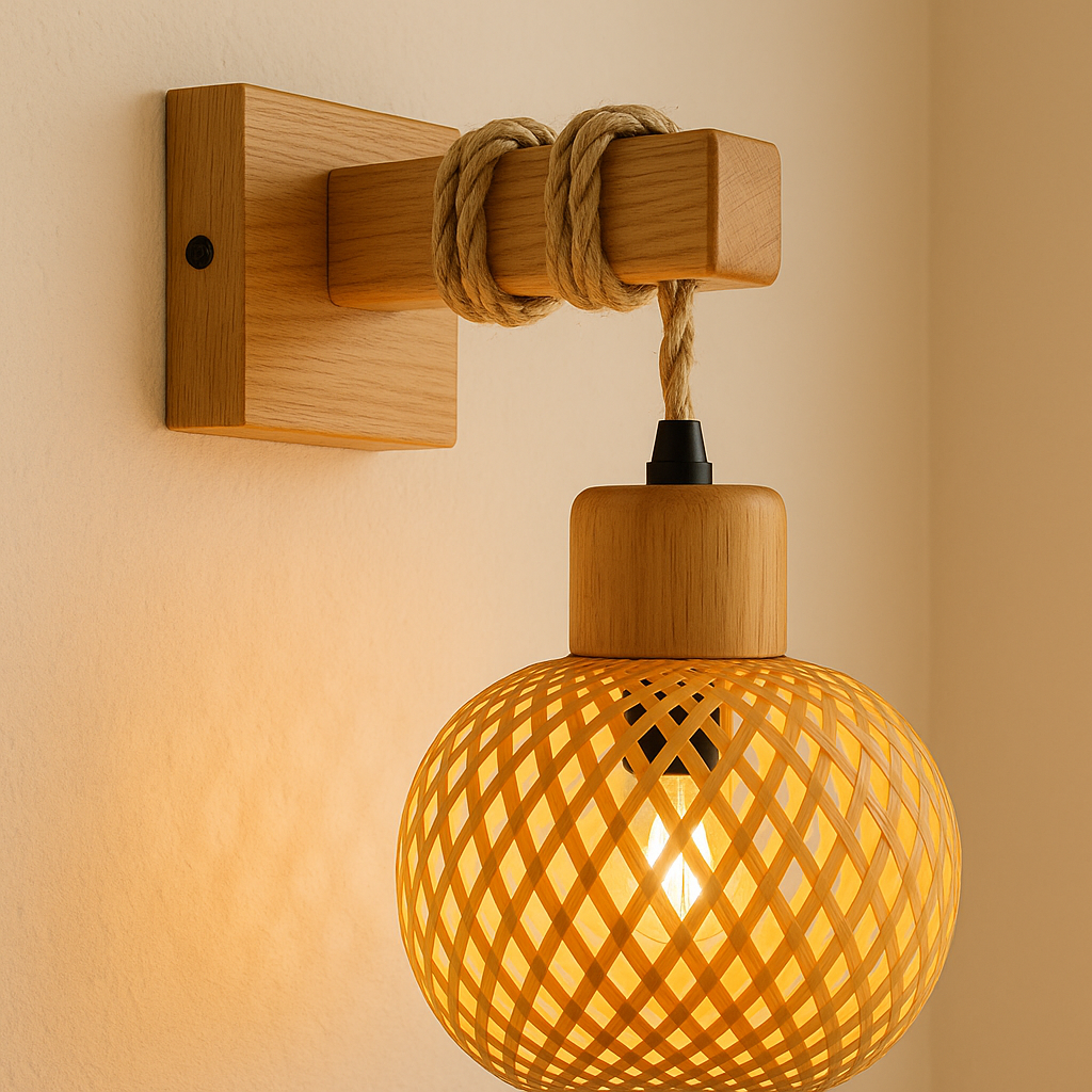 Wall-Mounted Bamboo Light – Natural Glow, Japandi Vibes