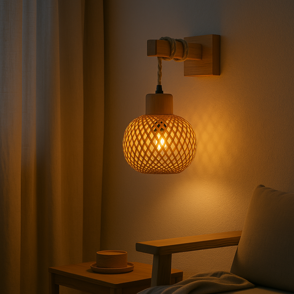 Wall-Mounted Bamboo Light – Natural Glow, Japandi Vibes