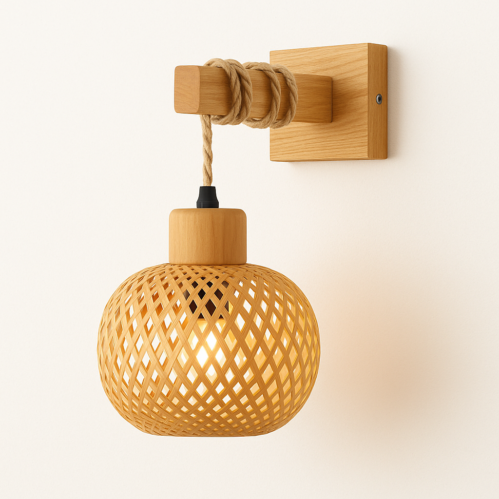 Wall-Mounted Bamboo Light – Natural Glow, Japandi Vibes