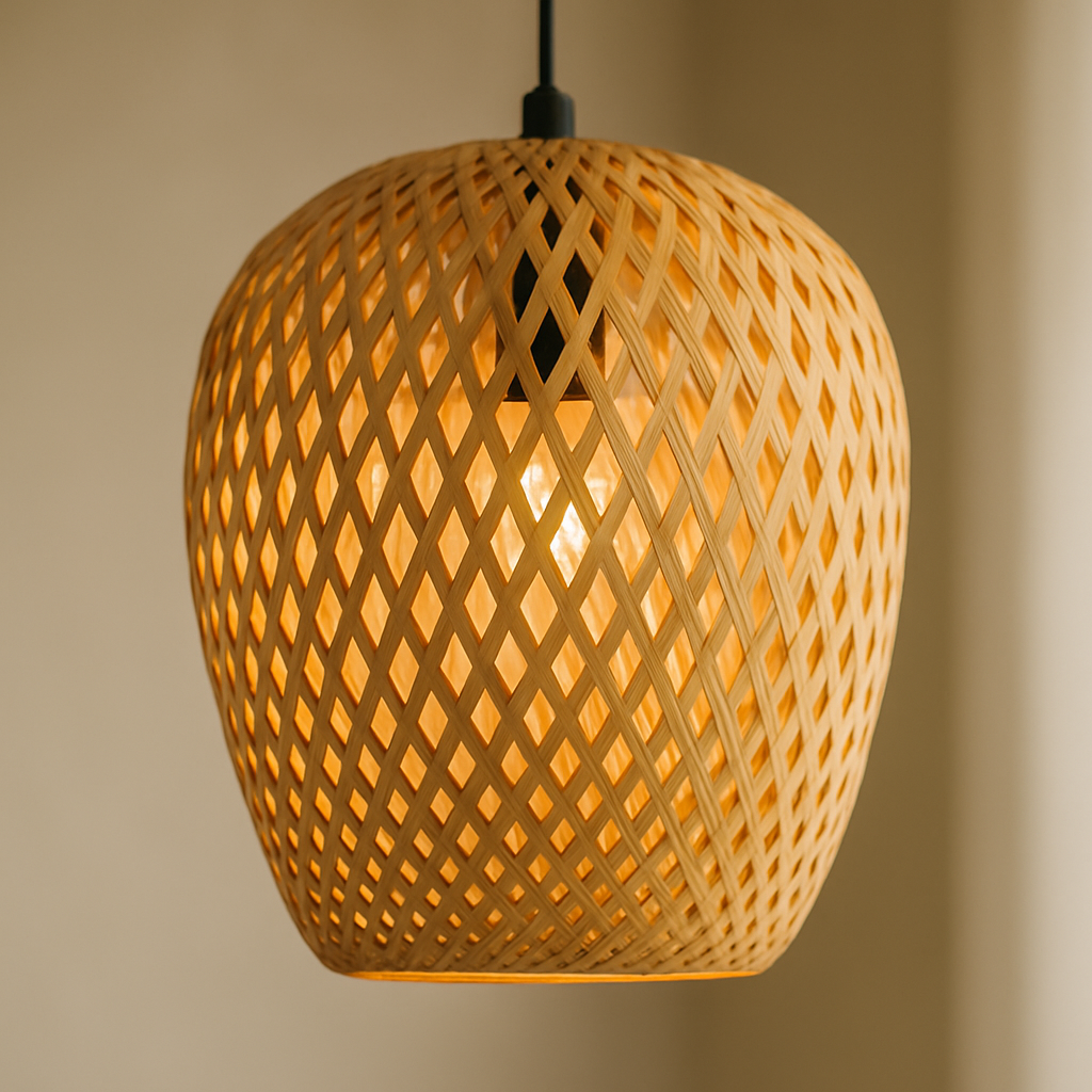 Tall Bamboo Pendant Light – Japandi Serenity with Natural Texture