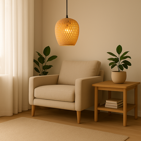 Tall Bamboo Pendant Light – Japandi Serenity with Natural Texture