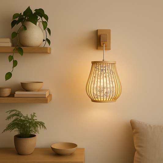 Wall-Mounted Bamboo Lantern – Soft Light, Japandi Look