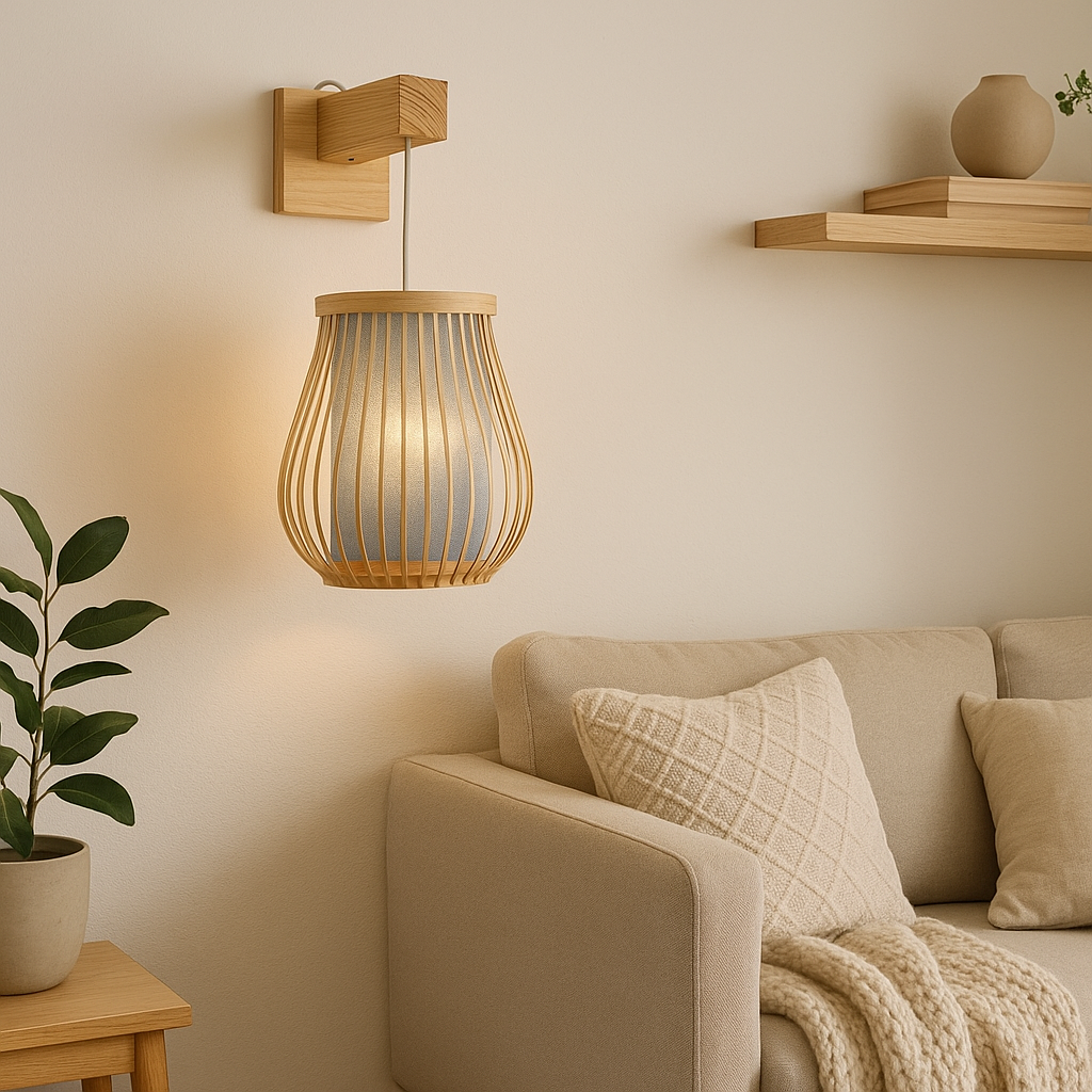 Wall-Mounted Bamboo Lantern – Soft Light, Japandi Look
