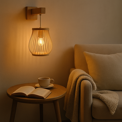 Wall-Mounted Bamboo Lantern – Soft Light, Japandi Look
