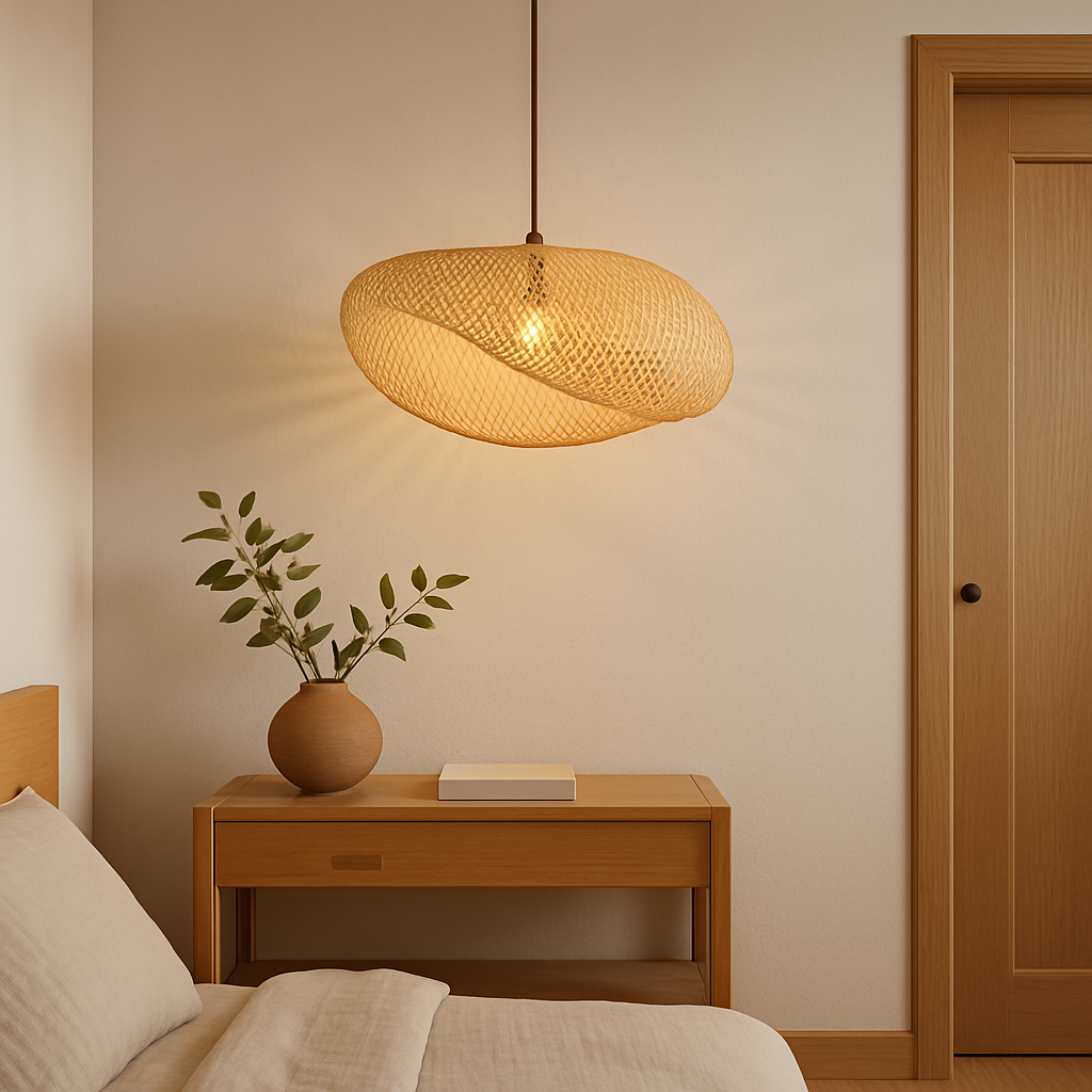 Woven Bamboo Pendant Light – Sculptural Japandi Elegance