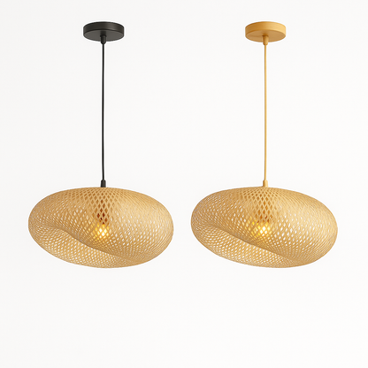 Woven Bamboo Pendant Light – Sculptural Japandi Elegance
