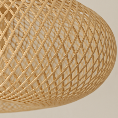 Woven Bamboo Pendant Light – Sculptural Japandi Elegance