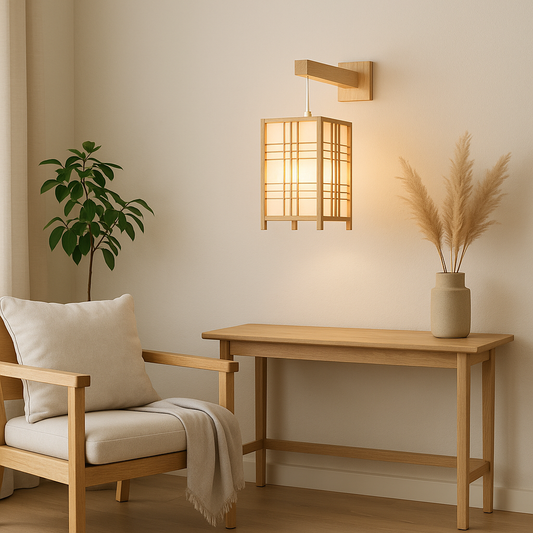 Shoji-Style Wall Lantern – Japandi Light, Natural Calm