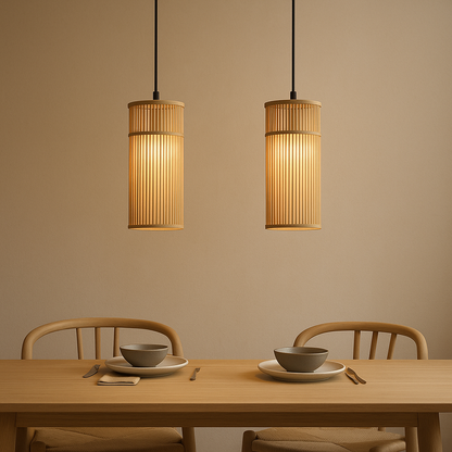 Tall Bamboo Pendant Light – Japandi Lantern Style