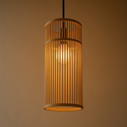 Tall Bamboo Pendant Light – Japandi Lantern Style