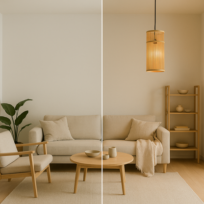 Tall Bamboo Pendant Light – Japandi Lantern Style