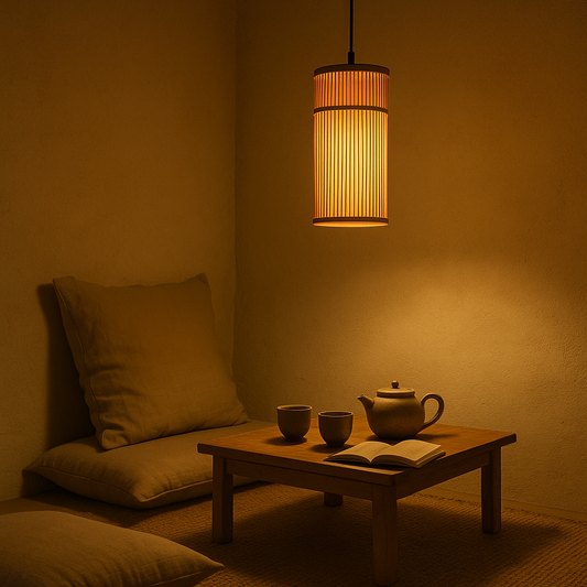 Tall Bamboo Pendant Light – Japandi Lantern Style