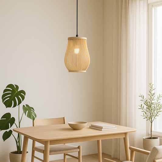 Japandi Bamboo Pendant – Natural Light, Soft Design