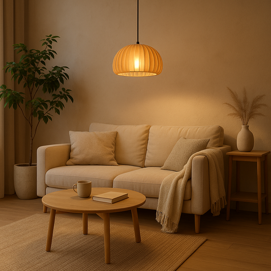 Sculpted Wood Pendant Light – Japandi Warm Minimalism