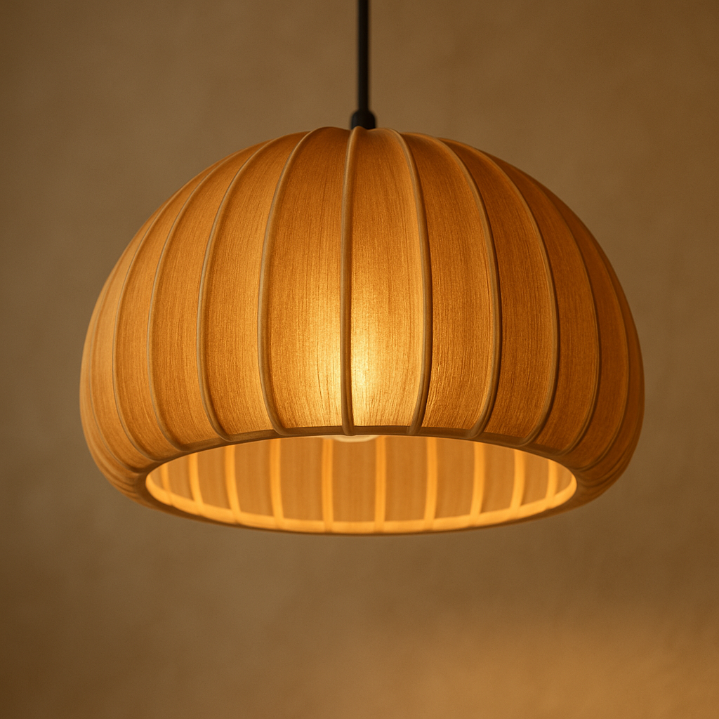 Sculpted Wood Pendant Light – Japandi Warm Minimalism