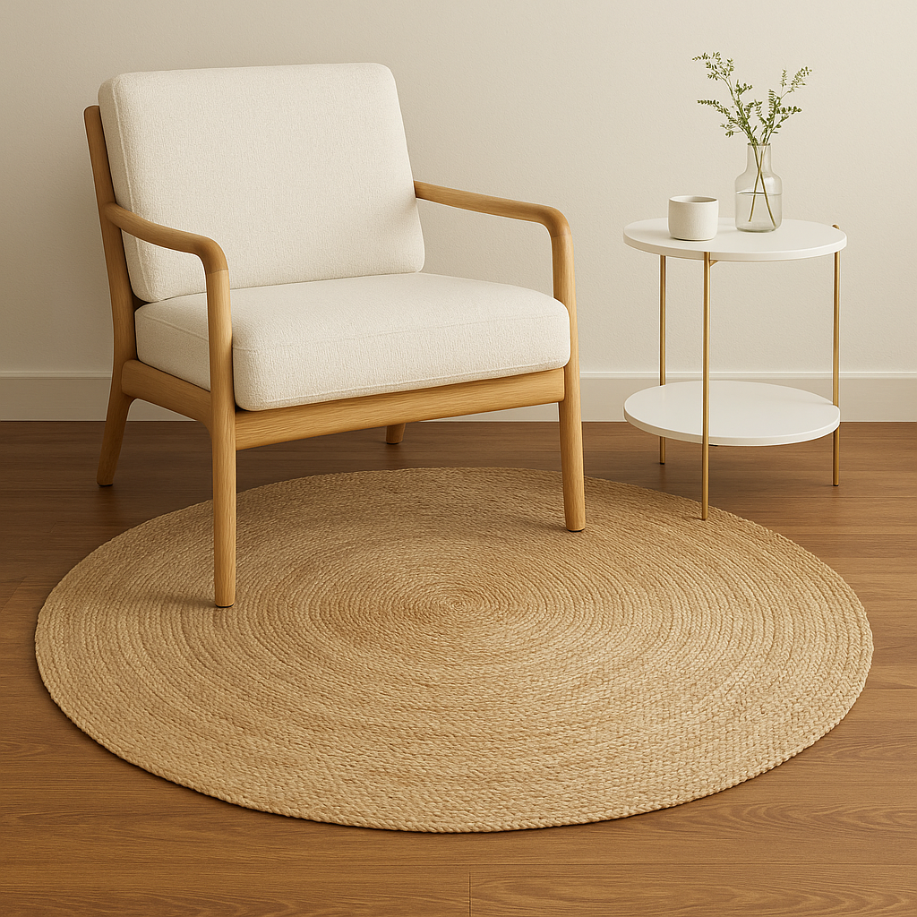 Serenity in Circles – Handwoven Japandi Grass Rug