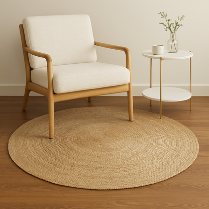 Serenity in Circles – Handwoven Japandi Grass Rug