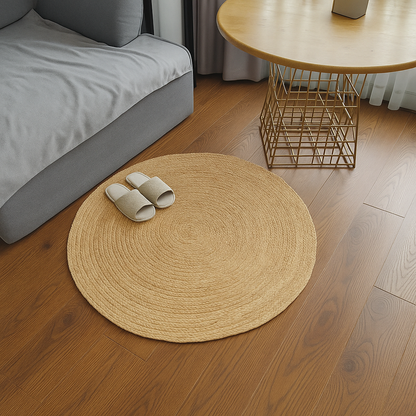 Serenity in Circles – Handwoven Japandi Grass Rug