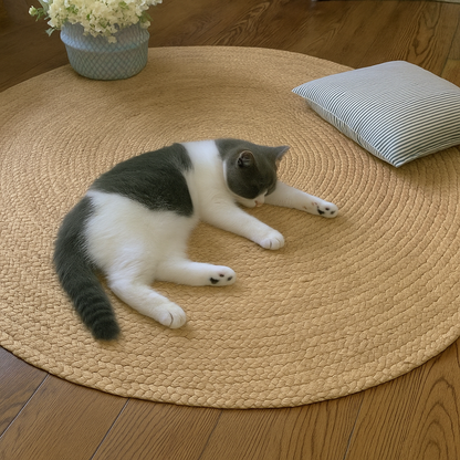 Serenity in Circles – Handwoven Japandi Grass Rug