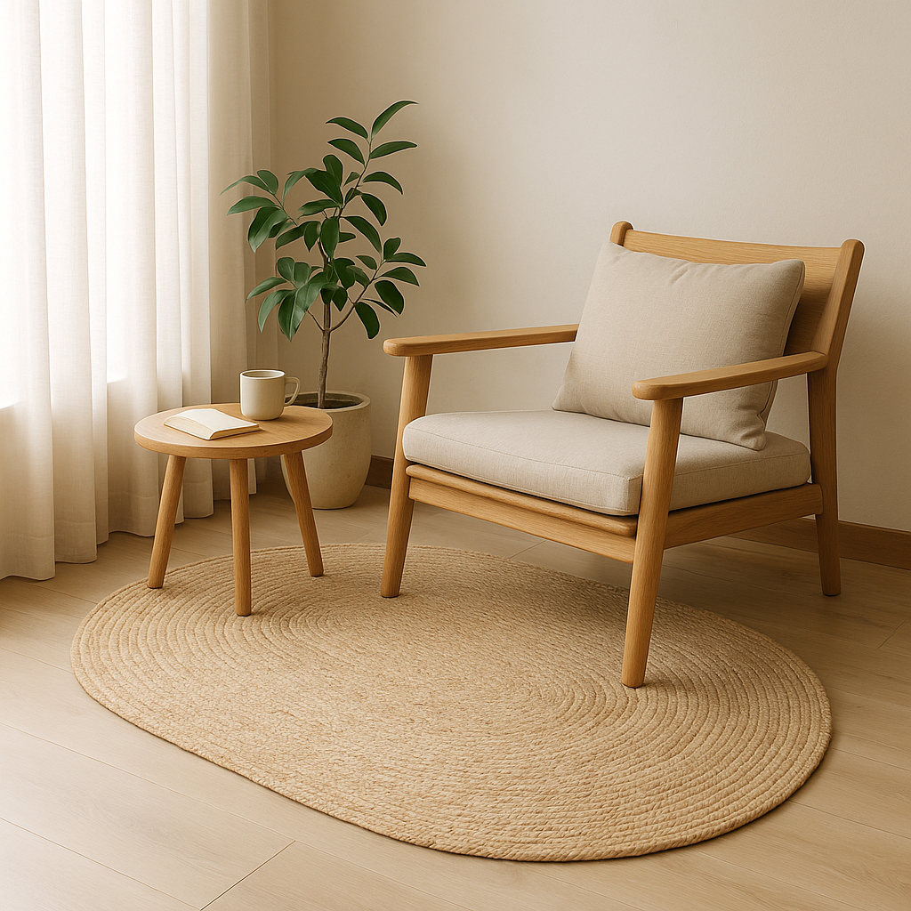 Oval Serenity Rug – Handwoven Natural Grace