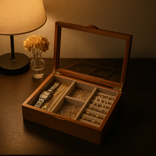 Timeless Wooden Jewelry Box – A Serene Home for Your Treasures