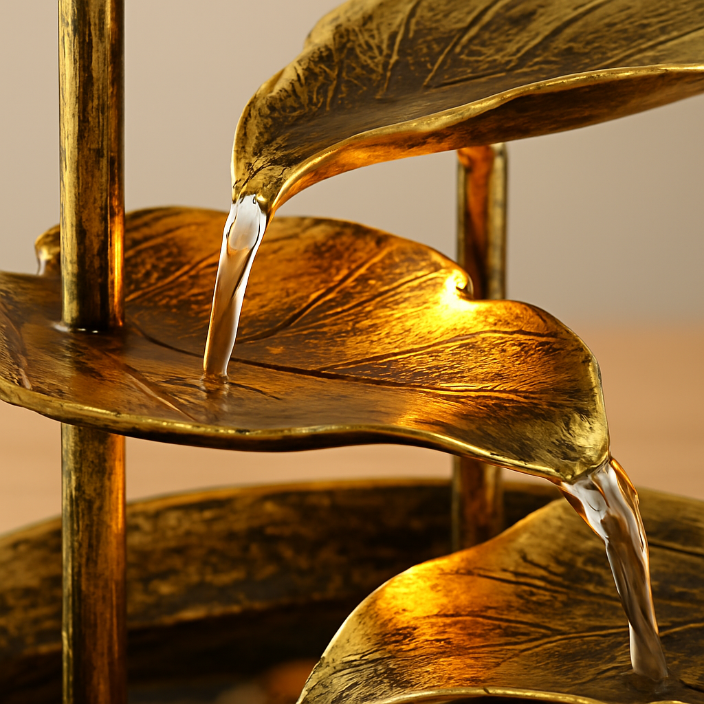 Tranquil Leaf Cascade Fountain with Soft LED Glow