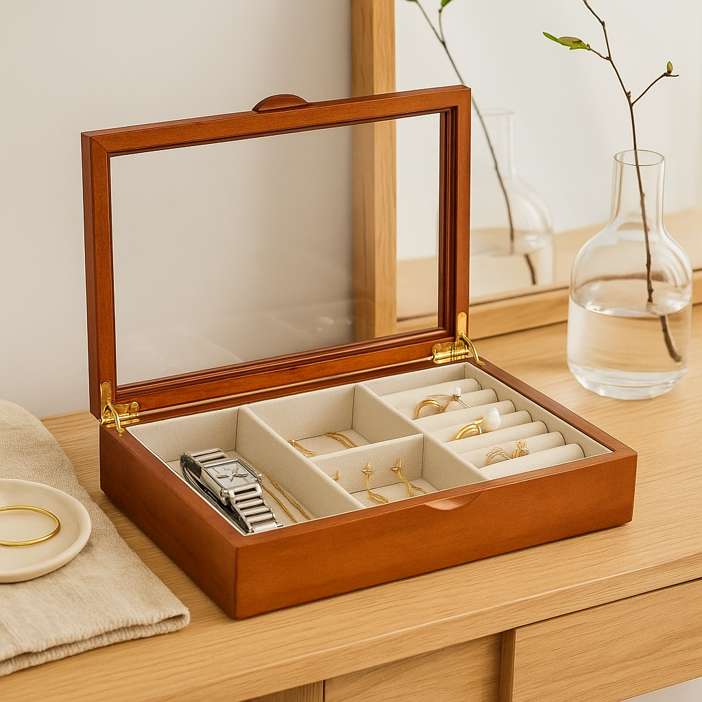 Timeless Wooden Jewelry Box – A Serene Home for Your Treasures