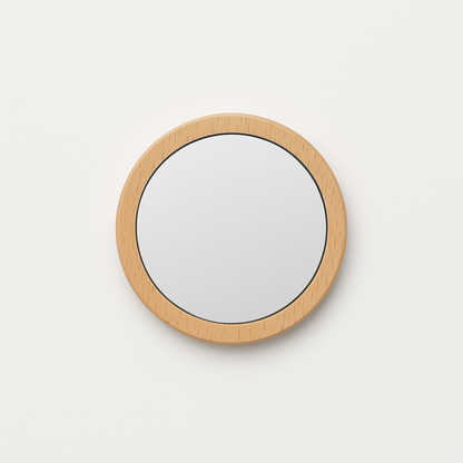 Minimalist Wooden Pocket Mirror – Japandi Style Beauty On-the-Go